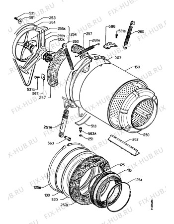 Взрыв-схема стиральной машины Zanussi FLS1042 - Схема узла Tub and drum